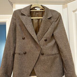 Storets Oliivia Brown Herringbone Tweed Blazer Jacket Small